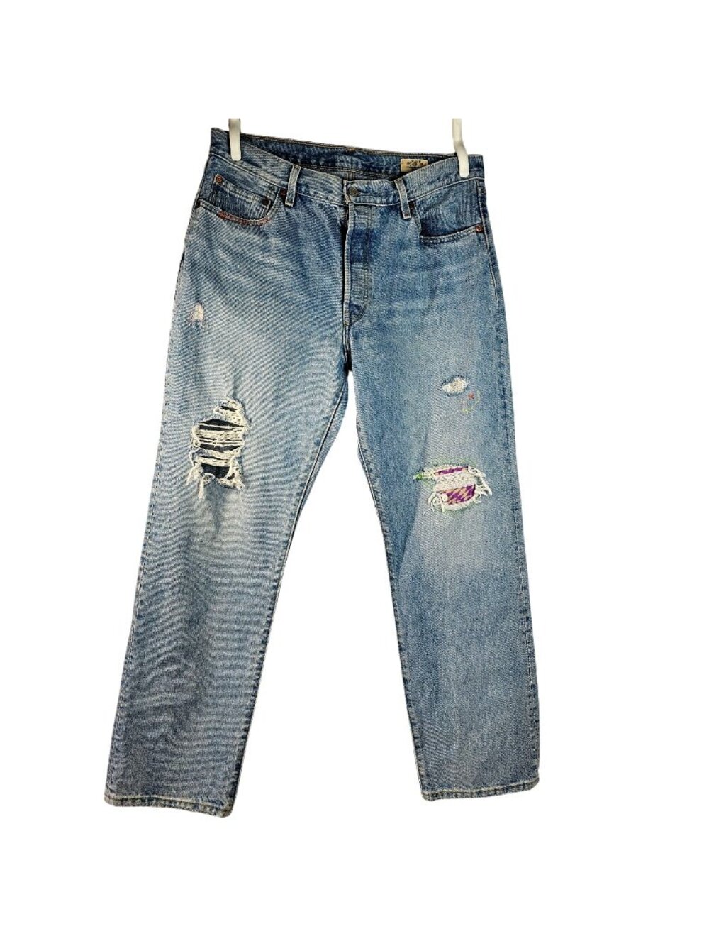 Levis 501 Womens W32 150th Anniversary High Rise Distressed Patchwork Jeans